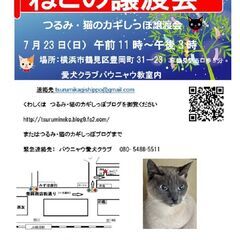 つるみ・猫のカギしっぽ譲渡会７月２３日　 JR鶴見駅西口から徒歩...