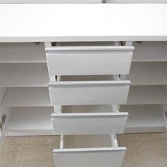 サイドボード 120×45×83 白 鏡面 キッチンカウンター キャビネット 食器棚 ミドルレンジボード ホワイト ラック リビング 札幌 西野店