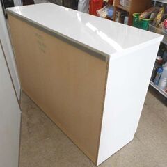 サイドボード 120×45×83 白 鏡面 キッチンカウンター キャビネット 食器棚 ミドルレンジボード ホワイト ラック リビング 札幌 西野店