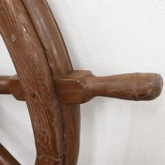 【八直12/18】≪ZJ1278ジ+≫ 舵輪 置物/インテリア 大型 船/舵 木製 オブジェ/飾り物 直径約120cm アンティーク/レトロ 店舗用/お店用 ディスプレイ 