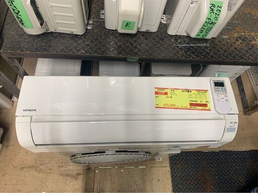 K04337　日立　中古エアコン　主に6畳用　冷房能力　2.2KW ／ 暖房能力　2.2KW