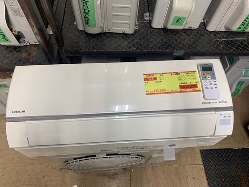 K04338　日立　中古エアコン　主に6畳用　冷房能力　2.2KW ／ 暖房能力　2.2KW