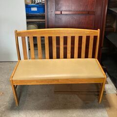 P0357 木製 ベンチ 椅子 ブラウン 座面 一部汚れあり