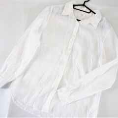 【No.11】UNIQLO 麻100% 長袖シャツ Lサイズ ホ...