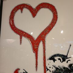 ◆アウトレット品(未使用展示品)◆ クリスタルアート 『バンクシー Love Rat』 水晶パネル アートパネル