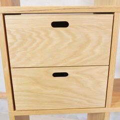 人気の無印良品(MUJI)のオーク材 2段・4列スタッキングシェルフ 