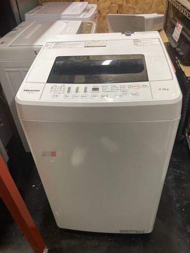 ☆中古￥10,800！【会員価格￥9,800】Hisense　4.5㎏洗濯機　家電　2019年製　HW-T45C型　幅54㎝ｘ奥行54㎝ｘ高さ94㎝　【BG066】