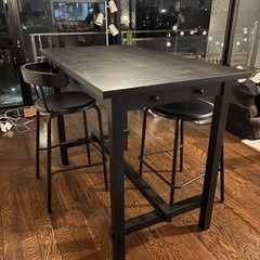 IKEA ハイテーブル(椅子付き)【7月末まで】