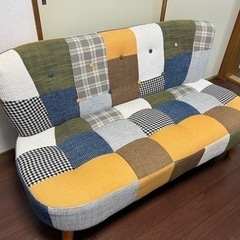 2人掛けパッチワークローソファー