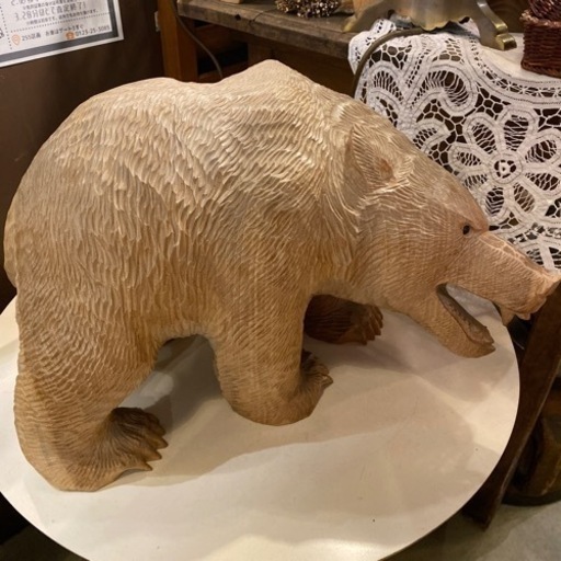 M062 引間二郎(木歩)作　木彫りのクマ