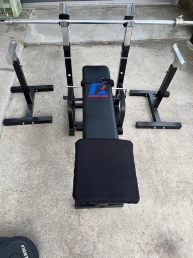中学硬式野球部の息子に買ったウエイトトレーニング機器一式です。 ベンチプレスダンベル