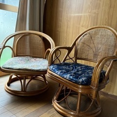 ラタンチェア　籐製品　ラタン座椅子　アンティーク