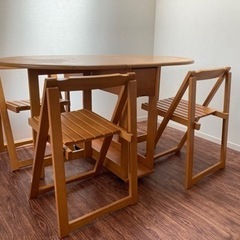無料【ダイニングセット】収納可能　テーブル　椅子3脚