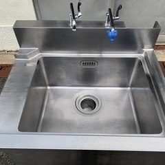 業務用 ソイルド 1槽シンク 二口蛇口付き 幅870×奥720×高さ810+150(mm) 流し台 一層 一槽 キッチン 手洗い場 厨房機器 1層シンク 大阪発