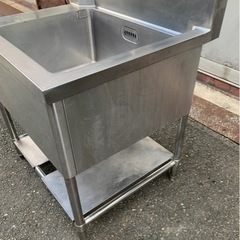 業務用 ソイルド 1槽シンク 二口蛇口付き 幅870×奥720×高さ810+150(mm) 流し台 一層 一槽 キッチン 手洗い場 厨房機器 1層シンク 大阪発