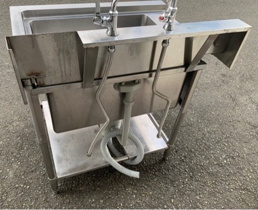 業務用 ソイルド 1槽シンク 二口蛇口付き 幅870×奥720×高さ810+150(mm  