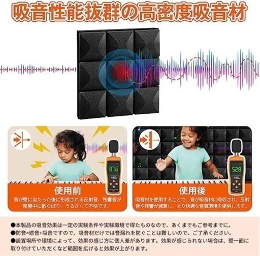 96枚セット】吸音材 防音材 吸音パネル 吸音マット 吸音シート 騒音