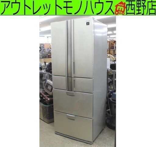 格安！ 冷蔵庫 447L 6ドア 2010年製 シャープ SJ-PF45S シルバー 685x1800x650mm 自動製氷 フレンチドア 大き目 大容量 ファミリーサイズ SHARP 400Lクラス 400リットル 札幌 西野店