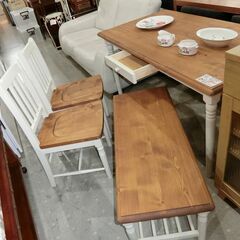 ダイニング４点セット テーブル、ベンチ、チェア×２ 【モノ市場東海店】141