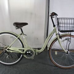 C903★16800円★　折りたたみ中古自転車【26インチ 　ベージュ　6段 】