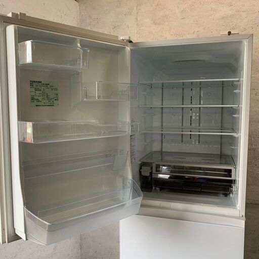 【TOSHIBA】 東芝 ノンフロン冷凍冷蔵庫 冷蔵庫 5ドア 左開き 465L GR-M470GWL (ZW) 2018年製