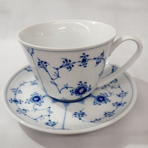 ROYAL COPENHAGEN ブルーフルーテッドプレイン カップ\u0026ソーサー ペア 2客セット 未使用品