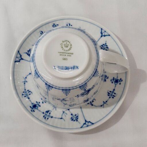 ROYAL COPENHAGEN ブルーフルーテッドプレイン カップ\u0026ソーサー ペア 2客セット 未使用品