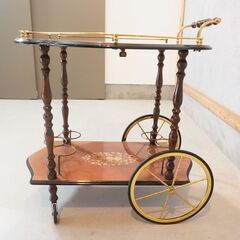 イタリア 象嵌細工 キッチンワゴン ティーカート サーヴィングカート カート イタリア製 象嵌細工 キッチンワゴン キャスター付 キッチン収納