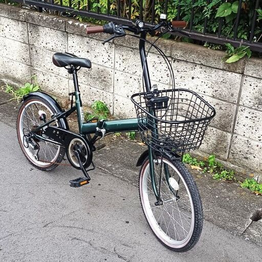 ★お届け可！★ 20インチ 折りたたみ自転車 ダークグリーン シマノ6段変速