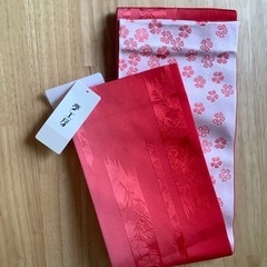 【新品/未使用/値下げ】浴衣帯　日本製　桜の刺繍　赤ピンク