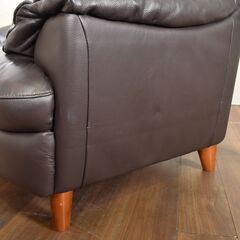 【ヤ取終了9/8】≪yt752ジ≫ 3人掛け本革ソファ レザー/シボ/革張り チャコール系？ かねたやホルス4？ リビング/家具/インテリア 50629-04