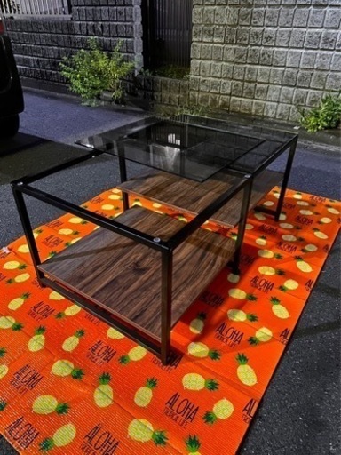 HOMOOI ガラステーブル　ローテーブル