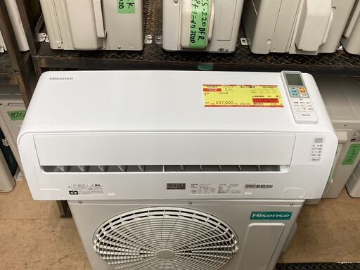 K04354　2021年製　ハイセンス　中古エアコン　主に10畳用　冷房能力　2.8KW ／ 暖房能力　3.6KW