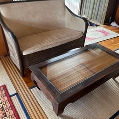 アジアン家具　2人掛けソファとテーブル　セット販売