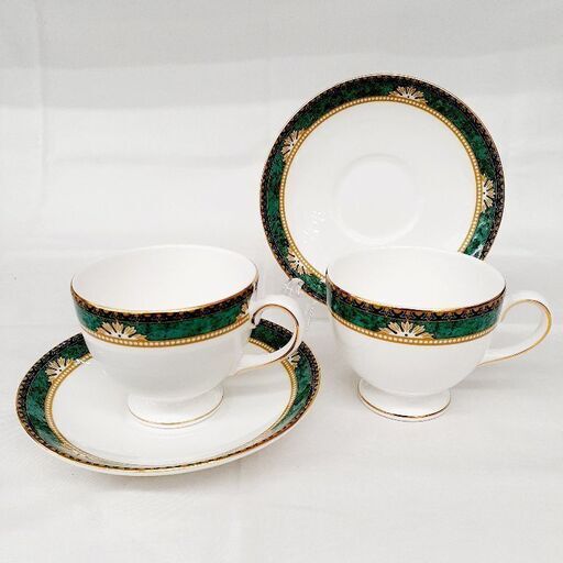 ★ジモティー割引有★ WEDGEWOOD ランボーン ティーカップ\u0026ソーサー ペア (リー) 珈琲\u0026紅茶兼用 2客セット 未使用品