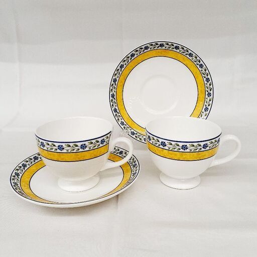 ★ジモティー割引有★ WEDGEWOOD ミストラル ティーカップ\u0026ソーサー ペア (リー) 珈琲＆紅茶兼用 2客セット 未使用品