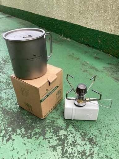 チタン　マグカップ蓋付き600mlとスノーピーク　od缶用バーナー
