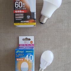 LED電球 2個 60形：IRIS　40形：E-Bright 