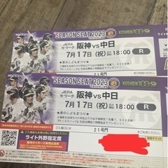 【ネット決済】決まりました7月17日（月祝）阪神VS中日