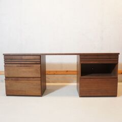IDC大塚家具 取扱いMORITA(モリタインテリア)の REALTA(レルタ) ウォールナット材 デスク。天板とサイドボードの自由な組み合わせが可能なユニット両袖デスク。リビングボードとしても♪DG229