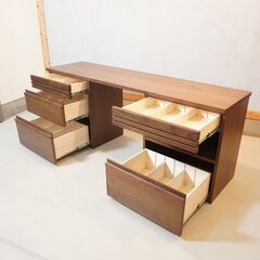 IDC大塚家具 取扱いMORITA(モリタインテリア)の REALTA(レルタ) ウォールナット材 デスク。天板とサイドボードの自由な組み合わせが可能なユニット両袖デスク。リビングボードとしても♪DG229