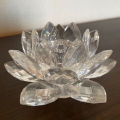 ガラス製　蓮の花水晶　ペーパーウェイト