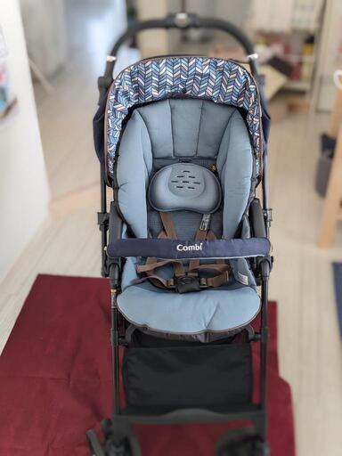 【洗濯・全体拭き上げ済み】combi スゴカルα 4キャス compact エッグショック HT コンパクトモデル　A型ベビーカー ヘリンボンネイビー（NB）