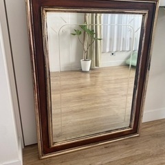 アンティーク 鏡 大型 木枠 梱包、発送たのメル便 アンティーク 鏡
