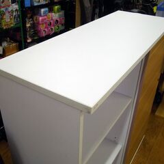 収納棚 幅119×奥行44×高さ117㎝ 棚板幅調節可能 多用途 白 ナチュラル スライド扉 札幌市 厚別区