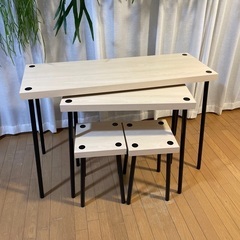 IKEA フリードネス ネストテーブル スツール付き 4点セット...