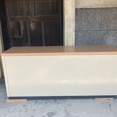 ローカウンター　UCHIDA　ウチダ　内田洋行　キャビネット　木目調２段引違扉