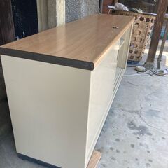 ローカウンター　UCHIDA　ウチダ　内田洋行　キャビネット　木目調２段引違扉