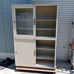 書庫 スチール書庫 上下セット 棚 スチール棚 本棚 両開き 中古品