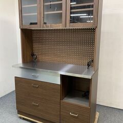 リビングハウス オープンダイニングボード ルシード 幅120 ウォールナット ステンレス天板 ソフトクローズ 中古家具 店頭引取歓迎 R7351